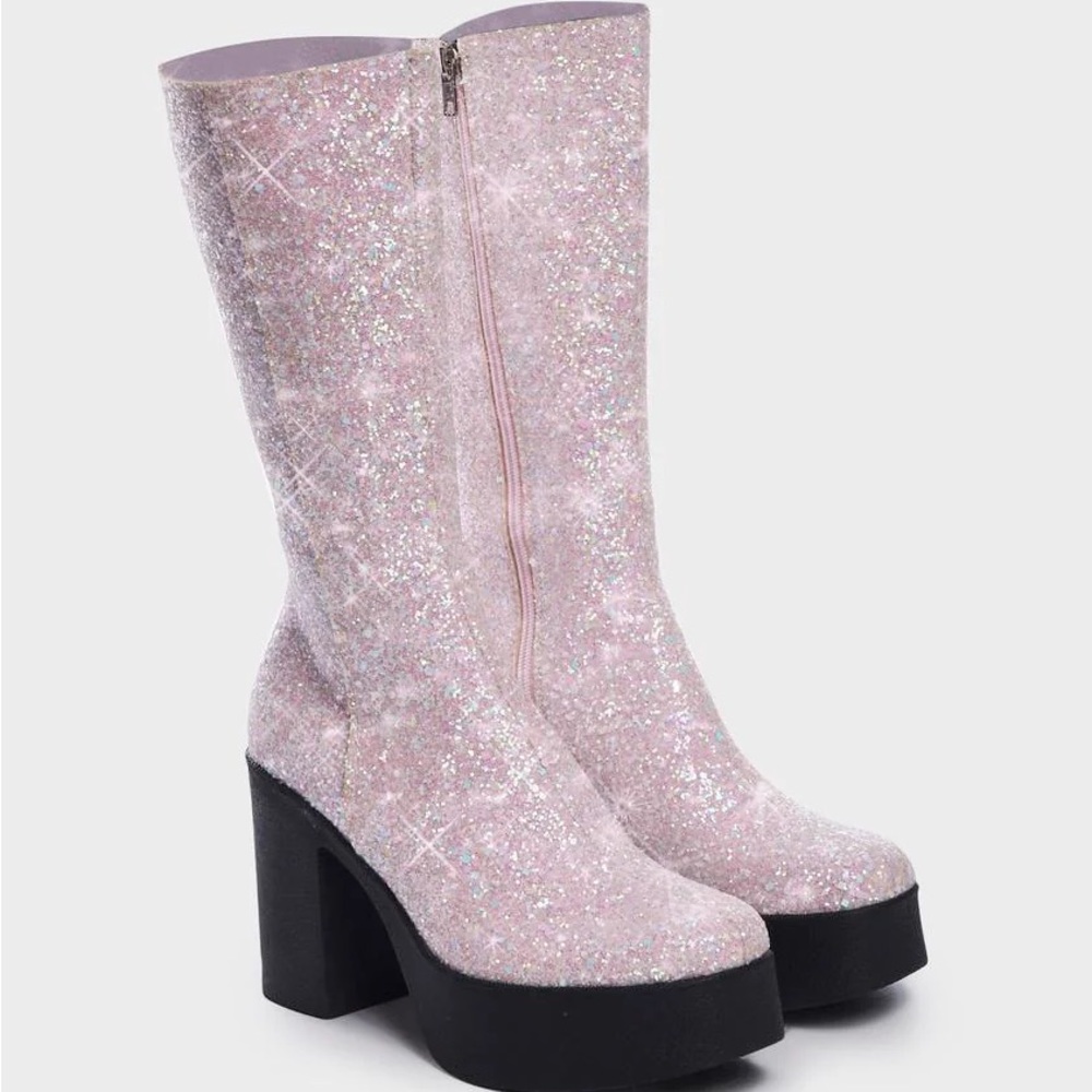 Dolls Kill x Lamoda
Pink Glitter People Pleaser Platform Boots